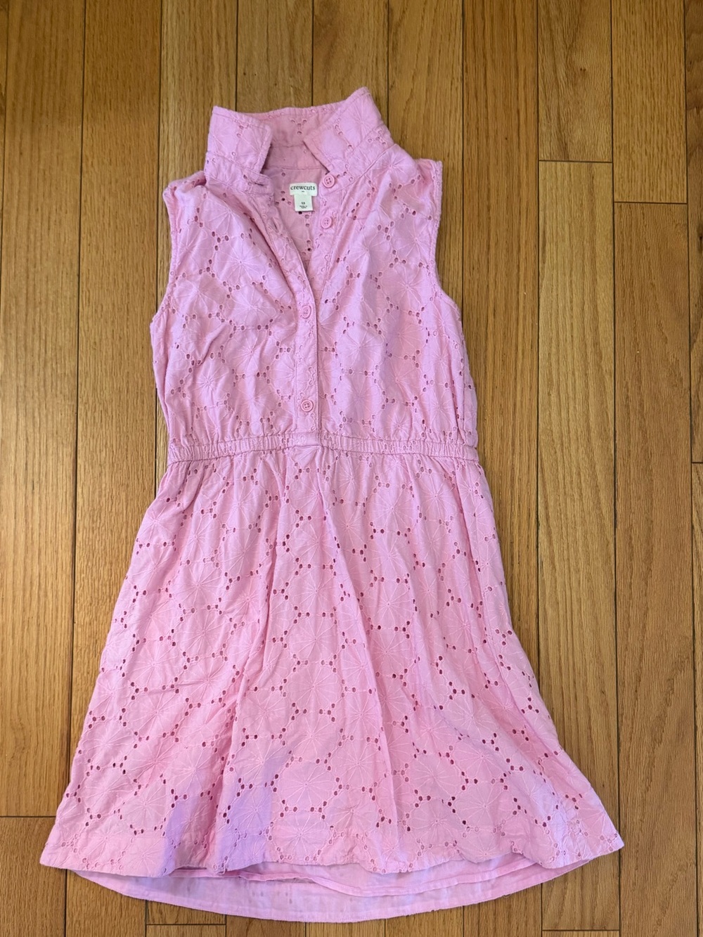 Crewcuts Pink Eyelet Collared Sleeveless Dress, Girls size 12
